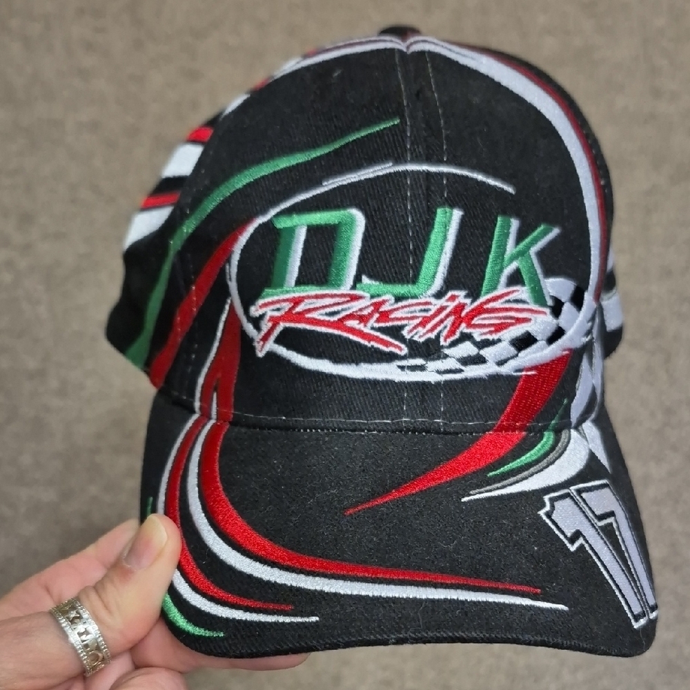 DJK Racing Black Cap with Red and Green Accents #17 Fast Eddie Racewear
